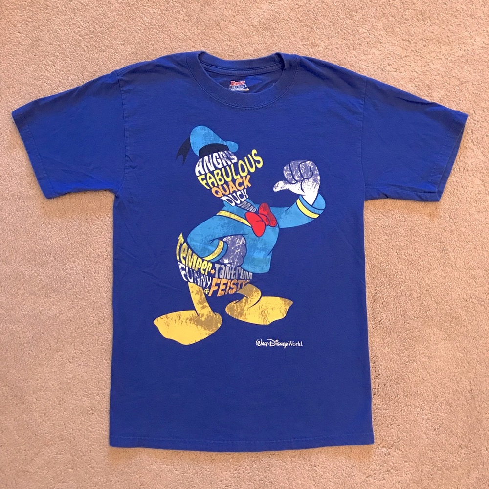 Disney Parks Hanes Beefy T Donald Duck Graphic T Shirt Mens Size S Blue Cotton